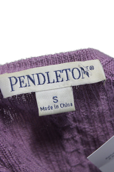 Pendleton Women Pullover Merino Wool V-Neck Long Sleeve Purple Sweater Size S