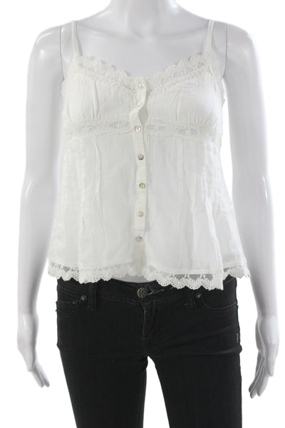 Zara Women Camisole White Polyester V-Neck Sleeveless Bohemian Size XS