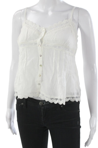Zara Women Camisole White Polyester V-Neck Sleeveless Bohemian Size XS