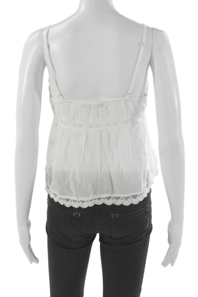 Zara Women Camisole White Polyester V-Neck Sleeveless Bohemian Size XS