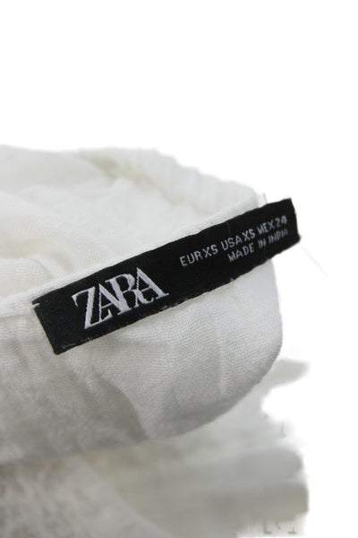 Zara Women Camisole White Polyester V-Neck Sleeveless Bohemian Size XS