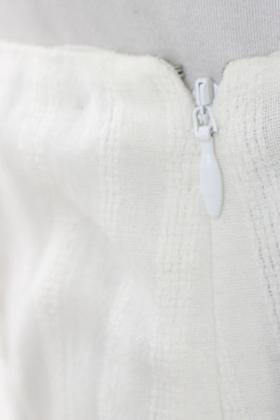 Intermix Women White Cotton Mini Skirt Bohemian Zip Size 0