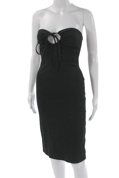 Zara Women Bodycon Black Cotton Sweetheart Sleeveless Knee Length Dress Size S