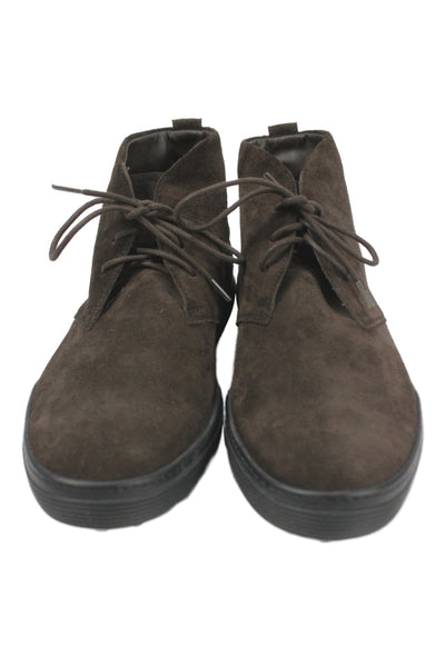 Tods Mens Suede Lace Up Ankle Boots Shoes Dark Brown Size 6.5