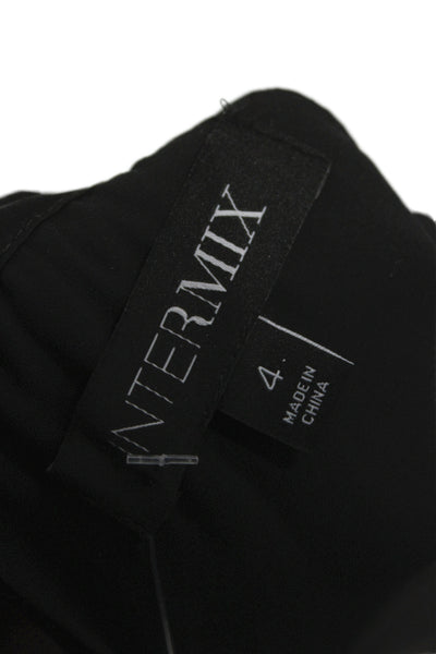 Intermix Womens Black Silk High Neck Long Sleeve Jumpsuit Zip Size 4