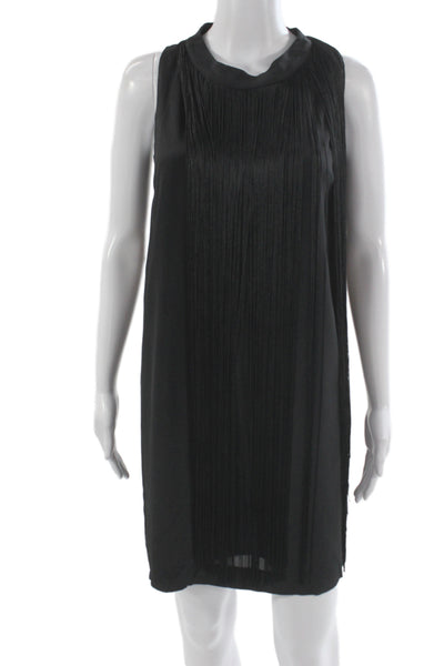 Marc Cain Women Shift Dress Black Sleeveless Round Neck Viscose Button Size 1