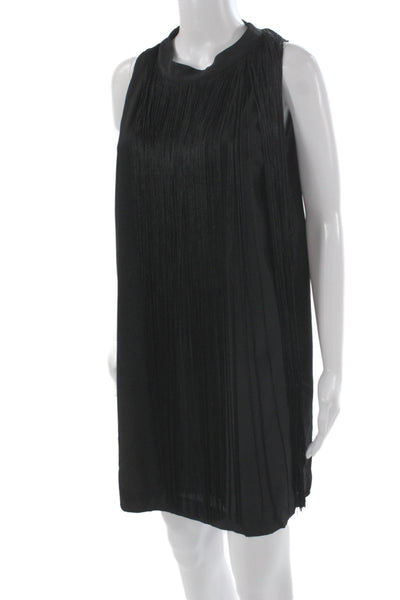 Marc Cain Women Shift Dress Black Sleeveless Round Neck Viscose Button Size 1
