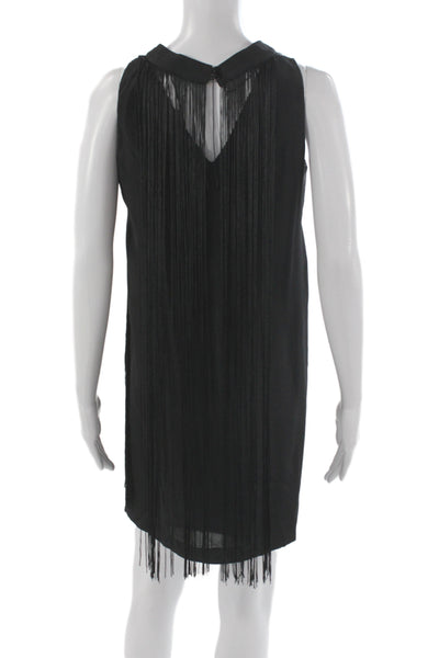 Marc Cain Women Shift Dress Black Sleeveless Round Neck Viscose Button Size 1