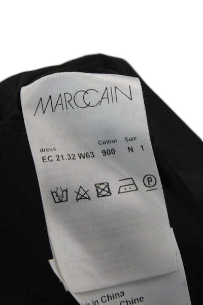 Marc Cain Women Shift Dress Black Sleeveless Round Neck Viscose Button Size 1