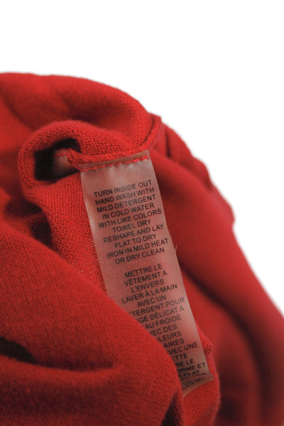Magaschoni Womens V-Neck Cotton Pullover Sweater Red 3/4 Sleeve Size S