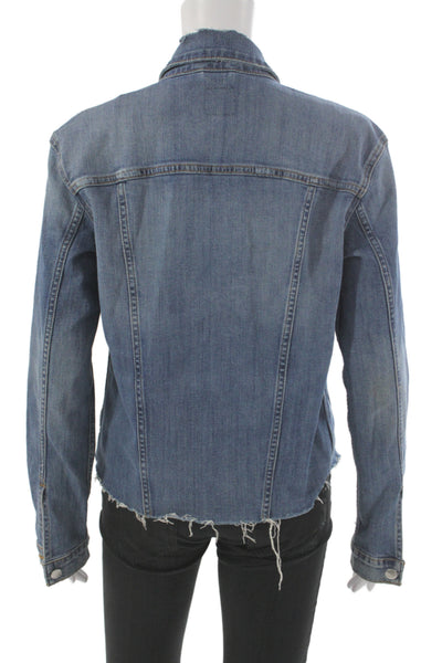 Joes Women Basic Jacket Blue Cotton Blend Long Sleeve Button Size S