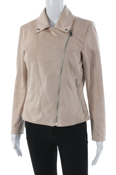 Bagatelle Women Beige Biker Jacket Polyester Long Sleeve Size S