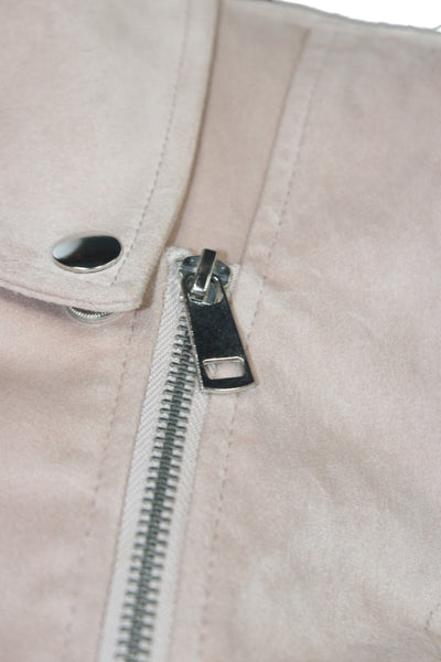 Bagatelle Women Beige Biker Jacket Polyester Long Sleeve Size S