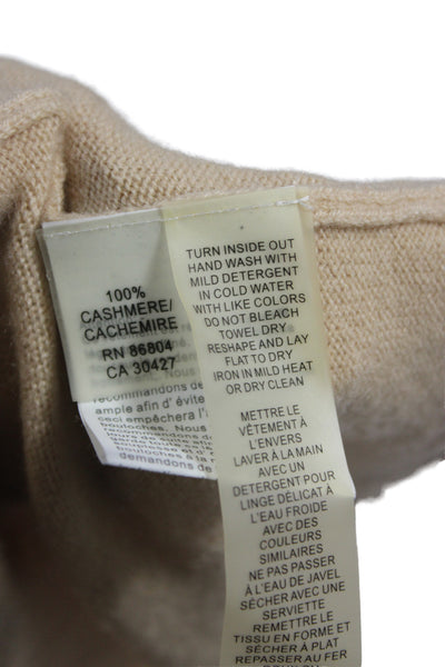 Magaschoni Womens Cardigan Cashmere Beige Collared Long Sleeve Size M
