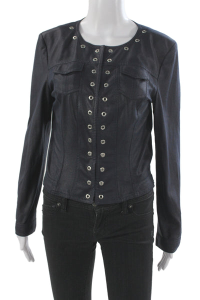 Gerry Weber Womens Basic Jacket Blue Polyester Long Sleeve Biker Size 36
