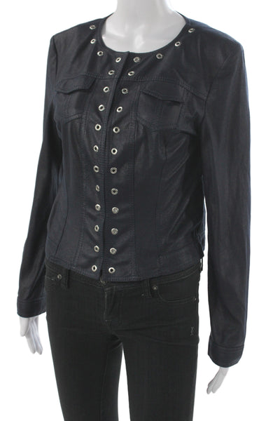 Gerry Weber Womens Basic Jacket Blue Polyester Long Sleeve Biker Size 36