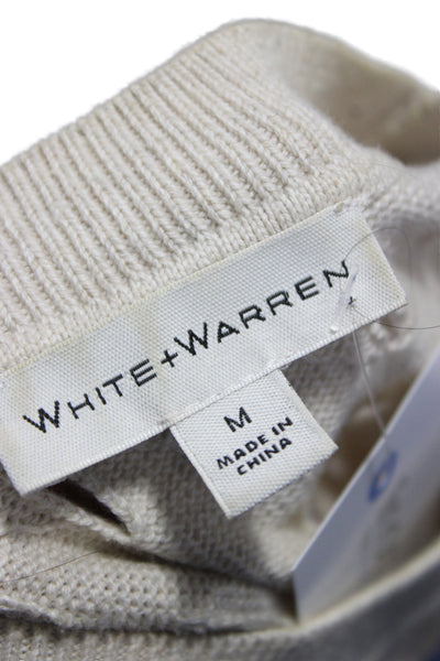 White + Warren Women Beige Cotton Sleeveless Crew Neck Vest Bohemian Size M