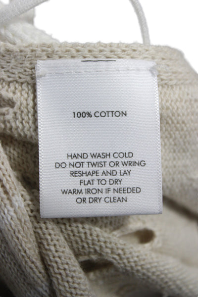White + Warren Women Beige Cotton Sleeveless Crew Neck Vest Bohemian Size M