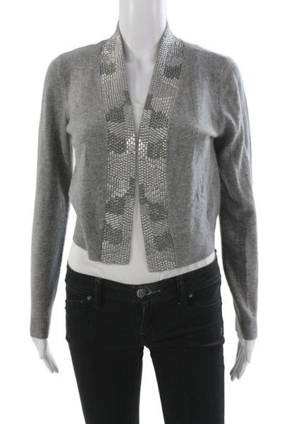 Hayden Womens Cashmere V-Neck Cardigan Gray Long Sleeve Size S