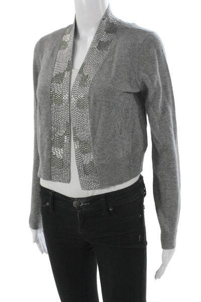 Hayden Womens Cashmere V-Neck Cardigan Gray Long Sleeve Size S