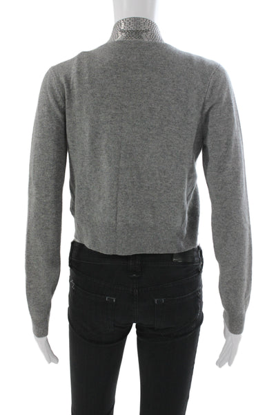 Hayden Womens Cashmere V-Neck Cardigan Gray Long Sleeve Size S