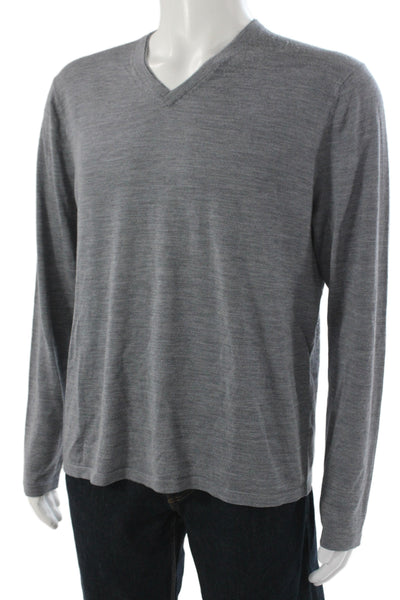 Vince Mens Pullover V-Neck Wool Gray Long Sleeve Size L