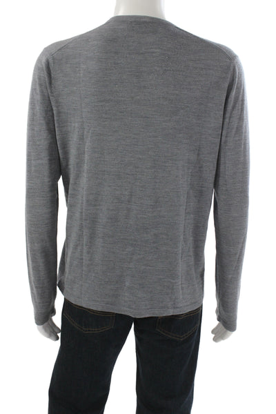 Vince Mens Pullover V-Neck Wool Gray Long Sleeve Size L