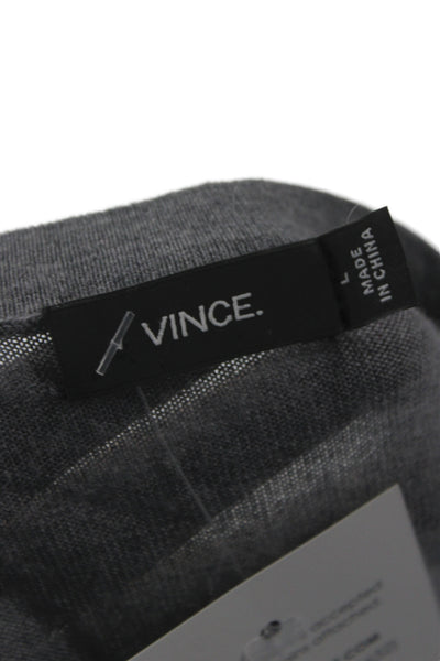 Vince Mens Pullover V-Neck Wool Gray Long Sleeve Size L