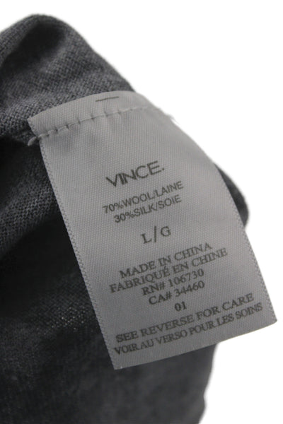 Vince Mens Pullover V-Neck Wool Gray Long Sleeve Size L