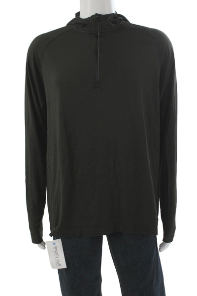 Lululemon Mens Pullover Hoodie Green High Neck Zip Up Size XL