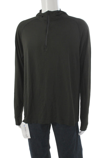 Lululemon Mens Pullover Hoodie Green High Neck Zip Up Size XL