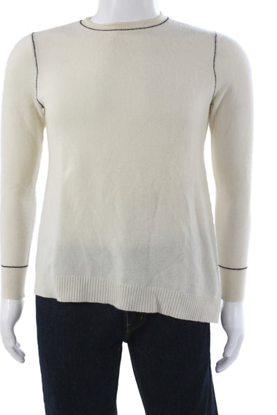 Belford Mens Cashmere Pullover Ivory Crew Neck Long Sleeve Size M