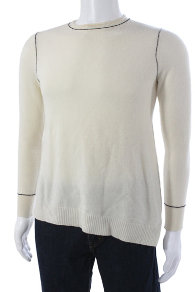 Belford Mens Cashmere Pullover Ivory Crew Neck Long Sleeve Size M