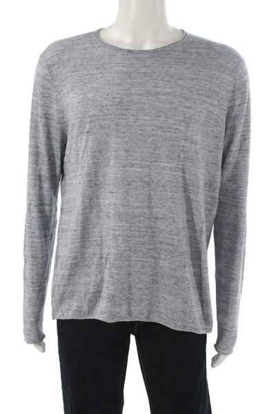 Vince Mens Basic Gray Cotton Long Sleeve Crew Neck T-Shirt Size L