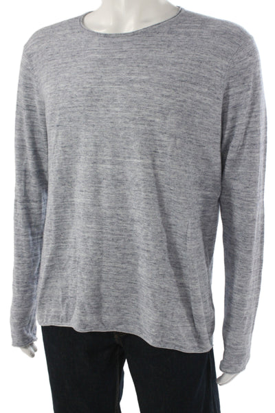 Vince Mens Basic Gray Cotton Long Sleeve Crew Neck T-Shirt Size L