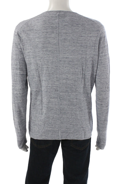 Vince Mens Basic Gray Cotton Long Sleeve Crew Neck T-Shirt Size L