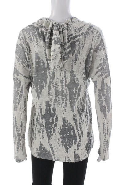Vintage Havana Womens Tie Dye V-Neck Basic Hoodie Gray Long Sleeve Size L
