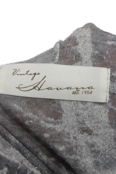 Vintage Havana Womens Tie Dye V-Neck Basic Hoodie Gray Long Sleeve Size L