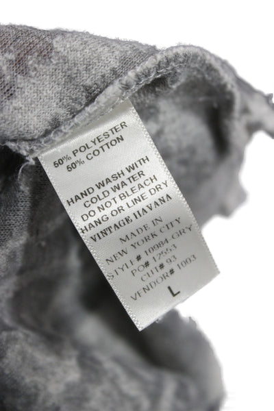 Vintage Havana Womens Tie Dye V-Neck Basic Hoodie Gray Long Sleeve Size L