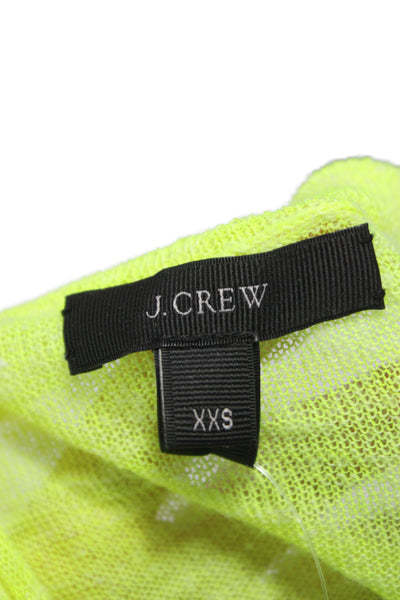 J Crew Women Linen Neon Yellow V-Neck Pullover Sweater 3/4 Sleeve Size 2XS