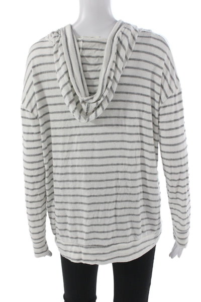 Vintage Havana Women Pullover White Striped V-Neck Rayon Long Sleeve Size S