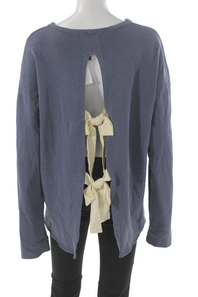 Fate. Women Pullover Sweatshirt Blue Cotton Long Sleeve Bow Size S