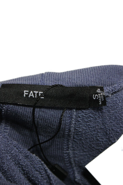 Fate. Women Pullover Sweatshirt Blue Cotton Long Sleeve Bow Size S