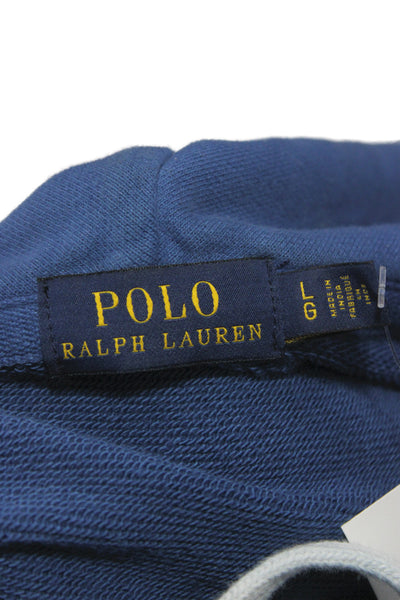 Polo Ralph Lauren Women Blue Colorblock Cowl Neck Pullover Hoodie Cotton Size L