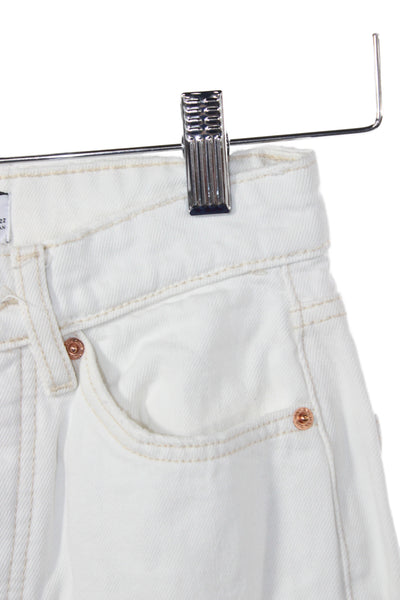 Zara Women Straight White Cotton Jeans Button Fly Size 00