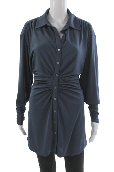 Cinq A Sept Women Shirt Dress Blue Collared Button Long Sleeve Size XS