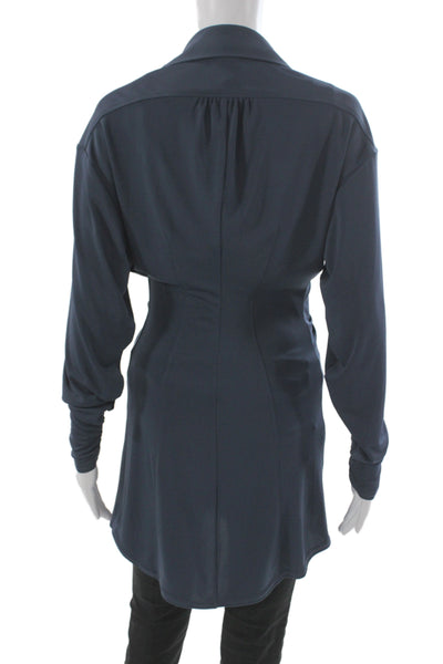 Cinq A Sept Women Shirt Dress Blue Collared Button Long Sleeve Size XS