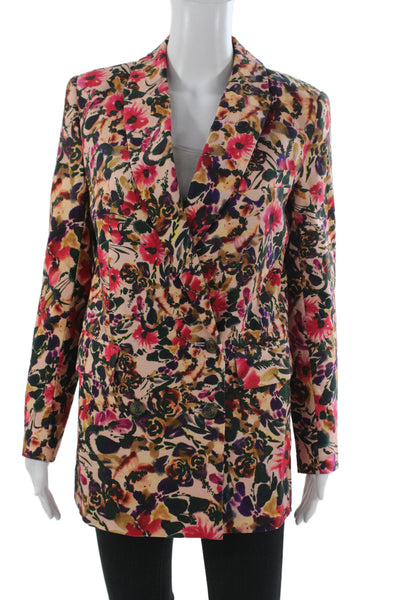 Something Navy Womens Multicolor Floral Linen Button Jacket Size XS