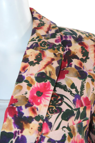 Something Navy Womens Multicolor Floral Linen Button Jacket Size XS