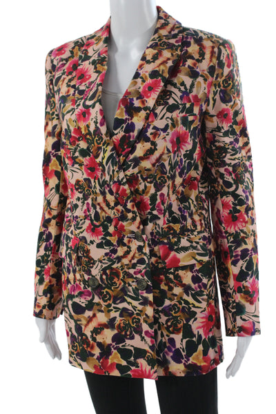 Something Navy Womens Multicolor Floral Linen Button Jacket Size XS